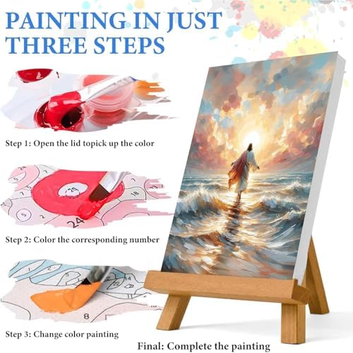 Jesus Paint by Numbers Kit for Adults Framed Canvas 12X16 in, Frameworkless - Image 6