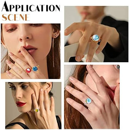SUNNYCLUE 1 Box 40Pcs DIY 20 Sets Adjustable Stainless Steel Ring Base Clear Glass Cabochon Settings for Jewelry Making Finger Rings Blanks Components Ring Making Kit Adult Craft Supplies Mixed Color - Image 6
