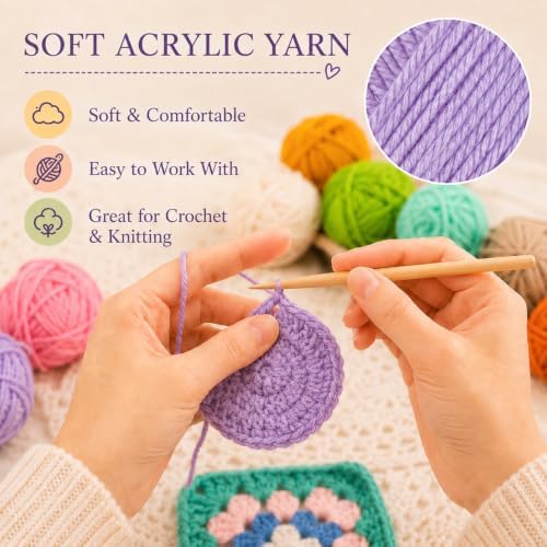 MAQIHAN Acrylic Yarn for Crocheting - 15x20g Soft Knitting Yarn for Crafts - Image 5