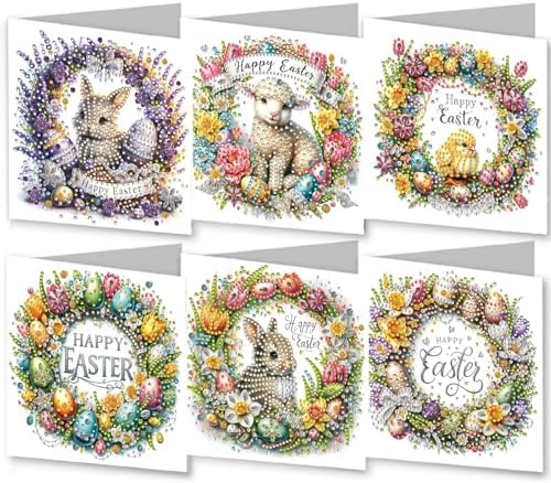 DIY Diamond Greeting Cards Set, 5D DIY Diamond Art Painting Festival Style Greeting Card, DIY Christmas Card Making Kits for Family Friends Handmade Gift-#21-Wreath by Unknown