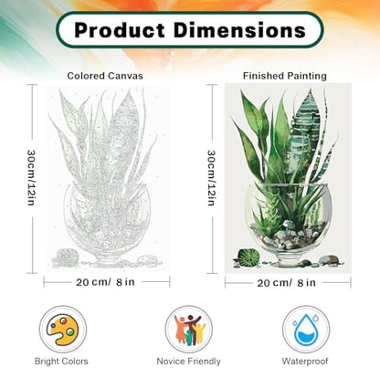 Paint by Numbers Kit for Adults Beginner with Wooden Frame, Plants Framed Adult Paint by Number Kits on Canvas, DIY Easy Acrylic Watercolor Oil Paint by Number for Adults for Home Decor Gift 8x12 Inch - Image 3