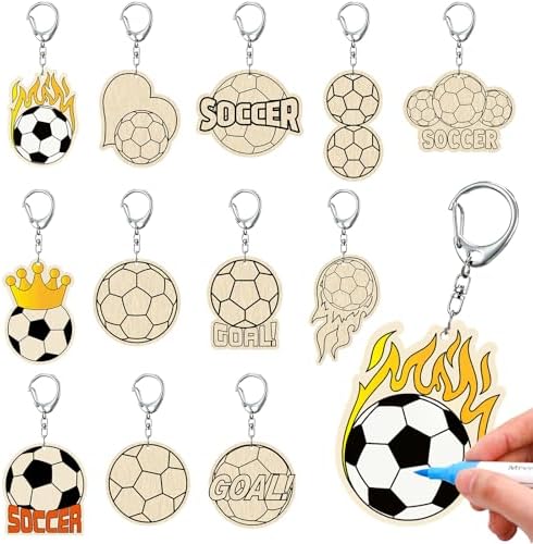 RattanView 24 Pcs Soccer Craft Color Your Own Keychains Diy Craft by RattanView