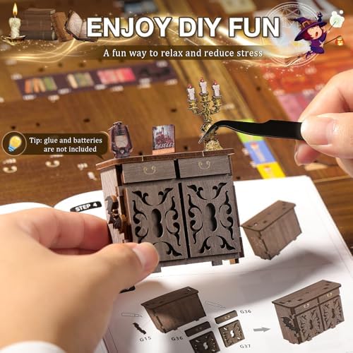 Magic Night Book Nook Kit, DIY 3D Wooden Puzzle Bookends - Image 4