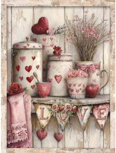 Canrichshop Valentine's Day Paint by Numbers Kit for Adults Without Frame,Valentines DIY Adult Painting by Number Kits on Canvas,Easy Acrylic Paint Kit Beginners for Home Decor 12x16 Inch by Canrichshop
