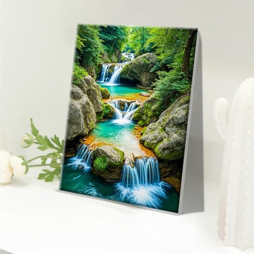 JOOZ Paint by Numbers Kit for Adults with Frame Waterfall 8x12 Inch - Image 5