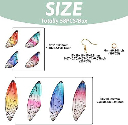 FASHEWELRY 16Pcs Resin Dragonfly Wing Earring Charms Rainbow Butterfly Wing Pendants Colorful Fairy Wings Charms with Earring Hooks Jump Rings for Jewelry Making - Image 4