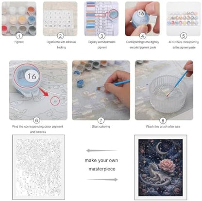 Bozfoxa Paint by Numbers Kit for Adults Beginner Silver Rose Dragon - Image 3