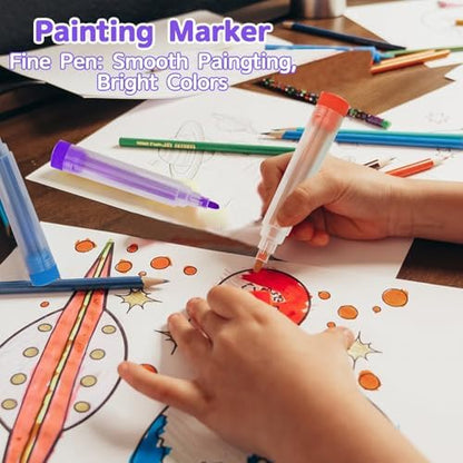208 PCS Art Supplies,Drawing Art Kit Painting Art Set for Kids Girls Boys Artist, Gift Box with Trifold Easel, Includes Pastels, Crayons, Colored Pencils, Coloring Book, Scissors, Origami Paper 40 Sh. - Image 3