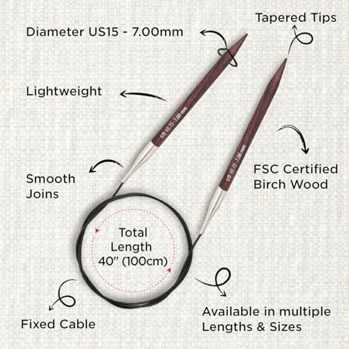 KnitPro Dreamz Fixed Circular Needles 40" (100cm) | US Size 10.75 (7mm) - Image 3