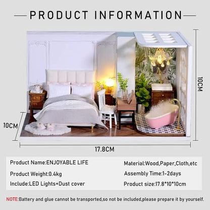 CUTEROOM DIY Doll Room Miniature Furniture Wooden House Kit-Enjoyable Life - Image 2