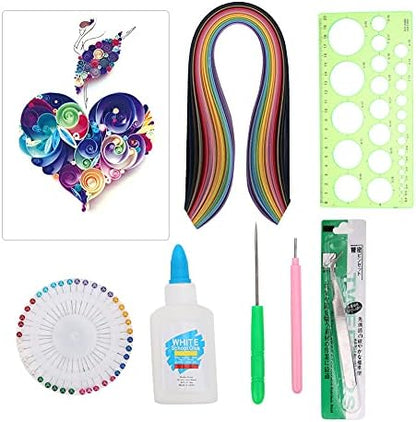 Cloimei Professional Paper Quilling Tool Kit with 36 Vibrant Color Strips Slotted Pen Ruler Pearl Pins for DIY Craft Beginners Adults Safe Non Materials - Image 7