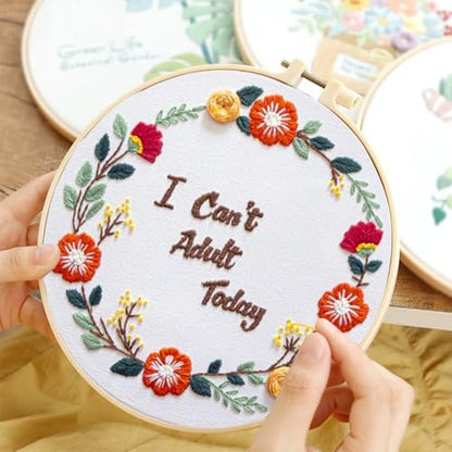 Topapfo Funny Embroidery Kit with Tutorial for Beginners Adults, Hand Embroidery Pattern with Hoops Thread Needles Tutorials - Image 5