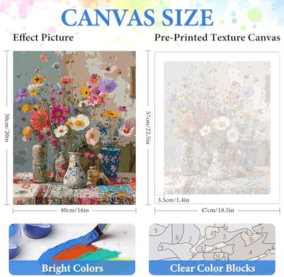 PRASIO Flowers Paint by Numbers Kit for Adults Beginner 16x20 Inch - Image 4