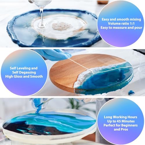 Pnente Artist-Grade Epoxy Resin – Self-Leveling, Zero Bubbles & 5-Year UV Guard for River Tables, Jewelry, Resin Art – Beginner-Friendly 1:1 Mix, Non-Toxic & Non-Yellowing (2 Gallon) - Image 6