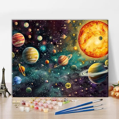 TUMOVO Adults Paint by Number Kits Planets & Vibrant Nebula Digital Art by TUMOVO