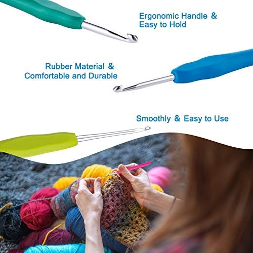 Vodiye 12 Sizes Ergonomic Crochet Hooks Set, Soft Grip, 2.0-8.0mm - Image 2