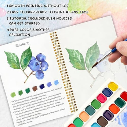 Fruit-Themed Watercolor Workbook, Water Coloring Book, 12 Different Patterns of DIY Designs, Summer Fruit Painting Book for Beginners, Stress Relieving and Relaxing Art Gift (Fruit) - Image 4