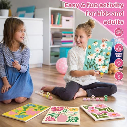 goldentime Easy Paint by Numbers Kit for Kids & Adults Beginner | Easy DIY Flowers Acrylic Oil Painting on Canvas with Frame | 4 Pack 8x10 Inch Framed Paint by Number Canvas Kits for Home Wall Décor - Image 5