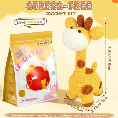 Beginner Crochet Kit for Making Adorable Giraffe - Complete DIY Craft Kit with Yarn, Hooks, and Video Tutorial - Ideal Arts and Crafts for Adults, Room Decor Gift - Image 3