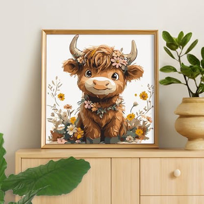Framed Paint by Numbers Kit for Adults Beginners – Cute Highland Cow - Image 6