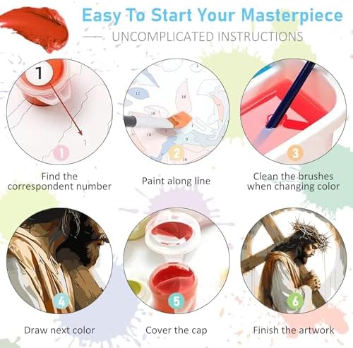 Paint by Numbers Kit for Adults, Jesus Cross Acrylic Canvas Painting Set - Image 6