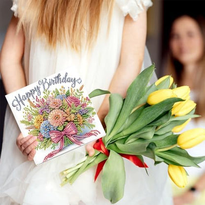 Diamond Art Greeting Cards Kit for Adults – 6Pcs Special Shaped DIY Diamond Painting Cards for Arts Crafts Making, Ideal for Christmas Birthday Thanksgiving Holiday Gift Giving (Bouquet-1) - Image 2