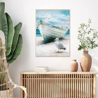 cupmod 6 Packs Beach Paint by Numbers Kit for Adults,Sea Side DIY Acrylic Oil Painting Numbers Kits on Canvas,Watercolor Adults Paint by Numbers Kits for Home Decor 9.8x13.8inch - Image 7