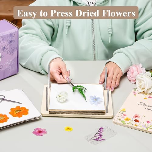 Aboofx Flower Press Kit, Craft Kits 8.6"x6.5" 8 Layers Wooden Flowers Pressing Kit for Crafts Pressed Flowers and Plant for DIY Art, Preservation for Bookmark Frame Wedding Flower Drying - Image 3