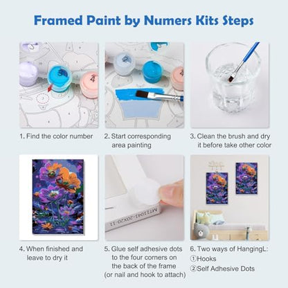 MOGTAA Paint by Numbers Kit for Adults with Frame, Flowers Paint by Number Canvas, Flowers Scenery Paint by Numbers with Easel, DIY Oil Painting Kit for Home Wall Decor 8 x 12 Inch - Image 6