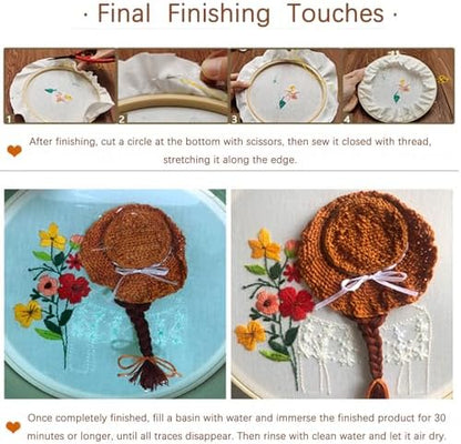 DIYDeligths Embroidery Kit for Beginners Adults Hand Needlepoint Craft Complete Embroidery Kit Featuring Pre Printed Pattern 7.87in Hoop Needles Threads and Guide for Craft Lovers (Flowers) - Image 5