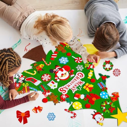 Max Fun DIY Felt Christmas Tree Set 3.2Ft with 41 Ornaments for Kids Toddlers Home Wall Hanging Felt Christmas Craft Kits Xmas Decoration Party Supplies - Image 6