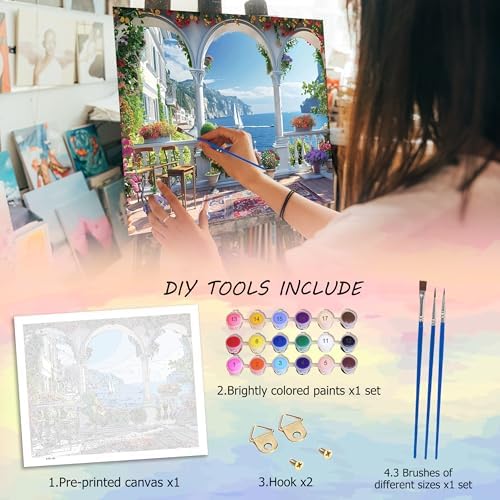 Ycydilirab Landscape Paint by Numbers Kit for Adults - Landscape Paint by Number for Adults,Paint by Number Adult Wall Art Decor 16×20 Inch - Image 4