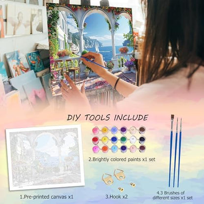 Ycydilirab Landscape Paint by Numbers Kit for Adults - Landscape Paint by Number for Adults,Paint by Number Adult Wall Art Decor 16×20 Inch - Image 4