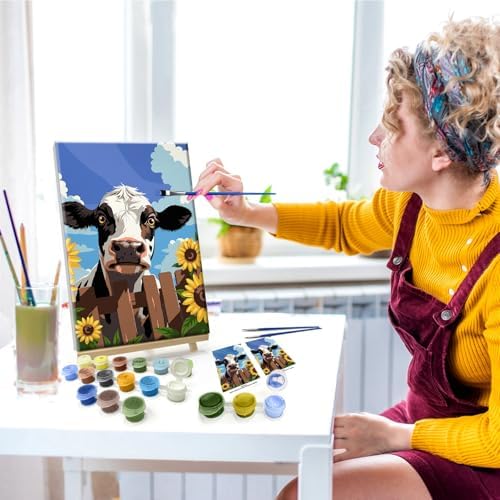 JOOZ 5D Cow Paint by Numbers Kit for Adults with Frame 8x12 Inch - Image 3