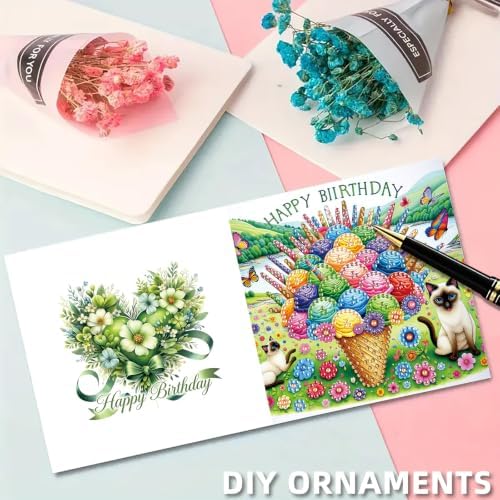 6PCS Happy Birthdays Diamond Art Painting Greeting Cards Kit with Envelopes - 5D DIY Diamond Art Card Kits for Adults - Handcrafted Postcards for Birthday & Holiday - Image 6