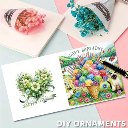 6PCS Happy Birthdays Diamond Art Painting Greeting Cards Kit with Envelopes - 5D DIY Diamond Art Card Kits for Adults - Handcrafted Postcards for Birthday & Holiday - Image 6