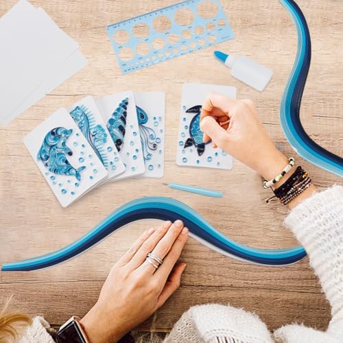 WEBEEDY Paper Quilling Kit 20 Sets DIY Sea Animals Paper Quilling Kit with Paper Quilling Strips Supplies Ocean Greeting Card Making Kits for Beginners DIY Handmade Crafts Home Room Wall Decor Gift - Image 5