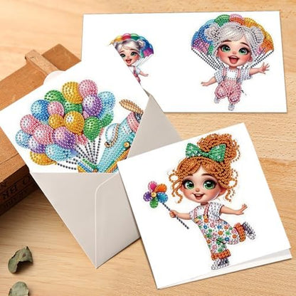 6pcs Diamond Art Painting Kit Greeting Card, Truck Balloon 5D DIY Diamond Handmade Holiday Greeting Card with Envelope, Holiday Gift Congratulation - Image 7
