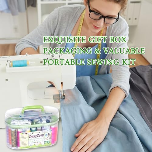 40 Spools of Sewing Thread,Gift Box Portable Basic Sewing Repair Kits (Green) - Image 6