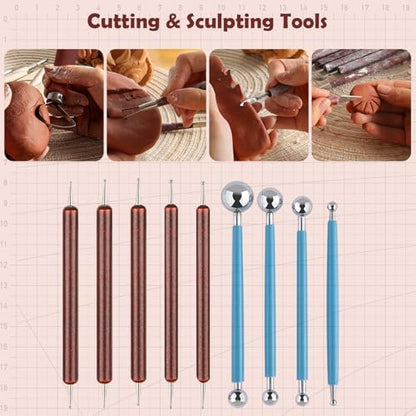 28PCS Ceramic & Pottery Modeling Tools, Clay Tools Sculpting, Polymer Tools Kit, Ceramics Tools Set, Air Dry Clay Tools for Carving, Molding, Pottery Wheel, Crafting Supplies, Pros, Beginners, Adults - Image 5