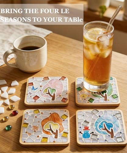 Kids Mosaic Coaster Kit – 4-Pack, Non-Toxic Crafts Ages 6-12 - Image 5