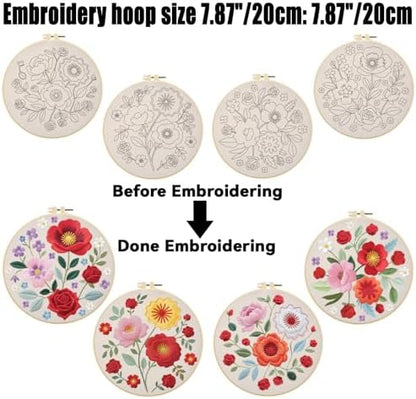 ORIGACH 4 Pack Floral Embroidery Kits for Beginners - Image 3