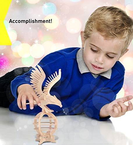 Puzzled 3D Puzzle Eagle Wood Craft Construction Model Kit, Fun, Unique & Educational DIY Wooden Toy Assemble Model Unfinished Crafting Hobby Puzzle to Build & Paint for Decoration 61 Pieces Pack - Image 6