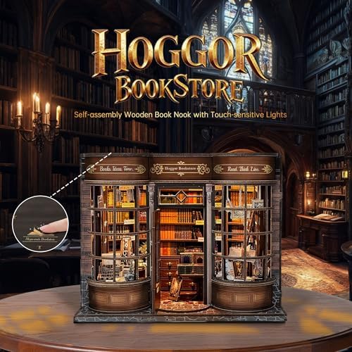 Book Nook Kit Vintage Library 3D Wooden Puzzle with Openable Door - Image 2