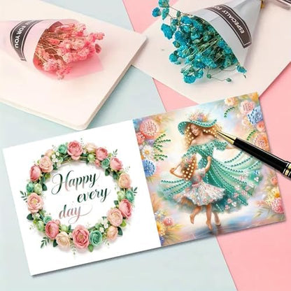 6Pcs Folding Greeting Card Diamond Art Painting Thank You Blessing Cards with White Envelope Rhinestones Painted Making Kits for Adults DIY Craft Holiday Gift-Mother03 - Image 5