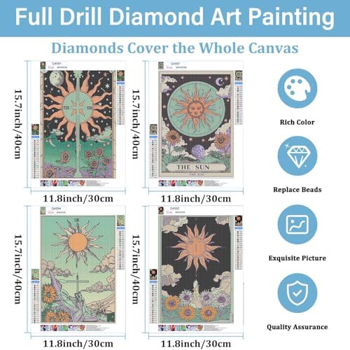 DOTSOPS 4 Pcs Tarot Cards Diamond Painting Kits for Adults Round Full Drill - Image 2