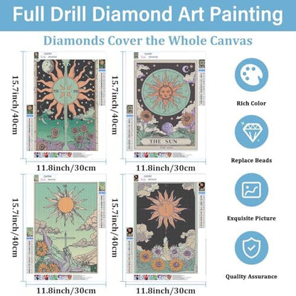 DOTSOPS 4 Pcs Tarot Cards Diamond Painting Kits for Adults Round Full Drill - Image 2