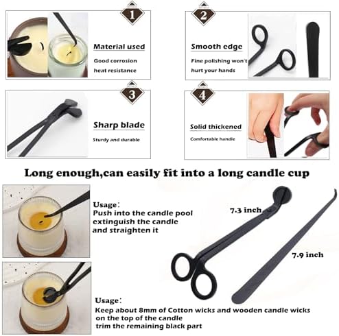 31PCS Wick Kits for Candle Making Wicks Inserting Nursing with Storage Bag Large Hole Needles for Silicone Candle Mold Hook Eye Punch Needle,7in Wicks Trimmer & Dipper,Wick Roll 200 Ft ect - Image 6