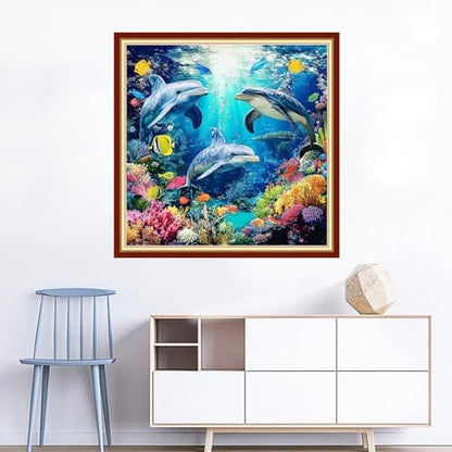 Joyhoor Cross Stitch Kits for Beginners Stamped Cross-Stitch Supplies Needlework preprint Embroidery Kits for Adults DIY Needlepoint Kits Embroidery Patterns 11CT-Underwater World 18x18 inchs - Image 2