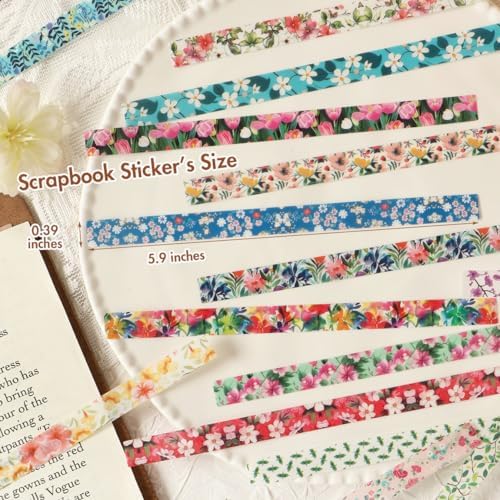 80 Pcs Vintage Botanical PET Flower Stickers Pack, Long Strip Transparent Floral & Green Leaf Borders for Scrapbooking, Aesthetic Nature Journaling Supplies for Card Making, DIY Crafts, Planner - Image 6
